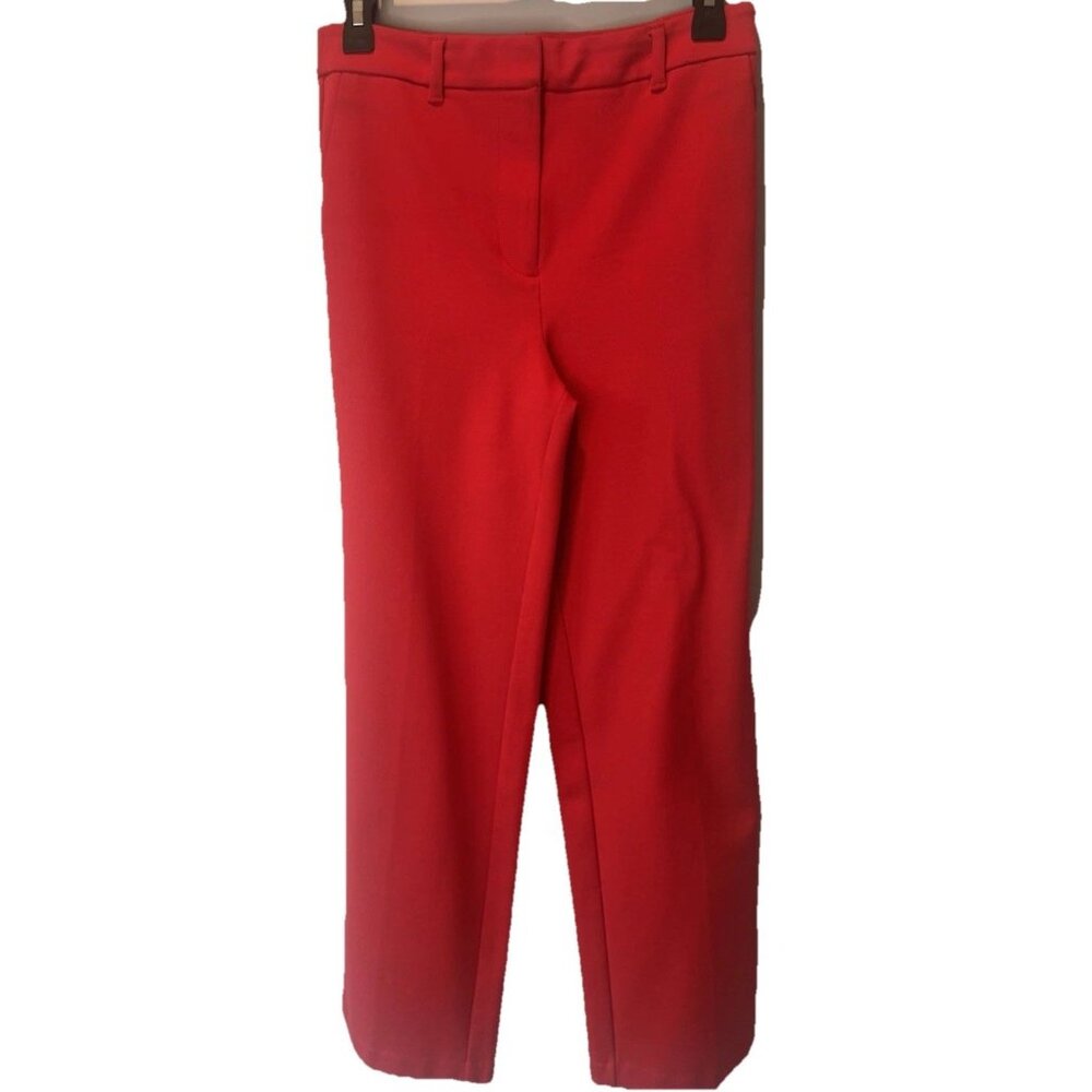 Boden Womens Pimlico Red Ponte Mid Rise Straight Leg Trouser Pants 6 Petite